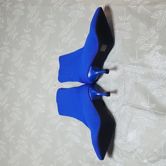 Blue High Heel Knit Boot - Picture 2 of 8